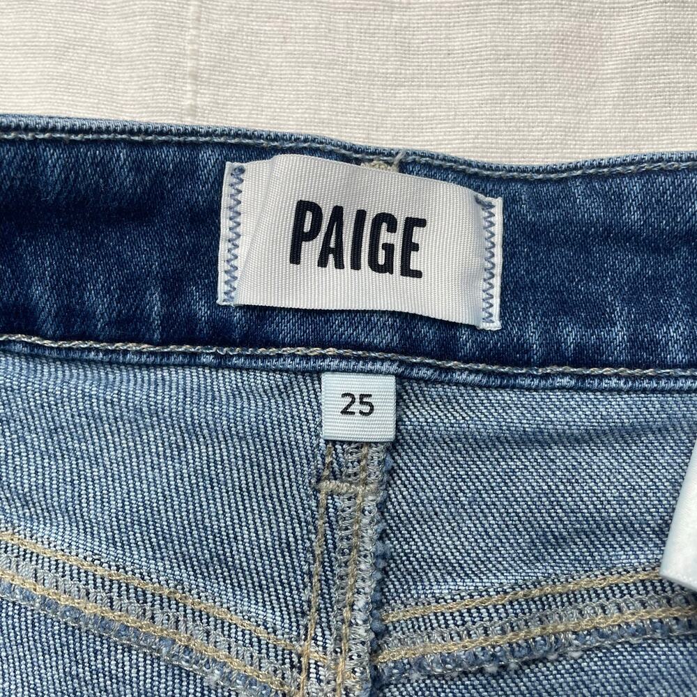 Paige Anessa High Rise Wide Leg Jeans Size 25 Women's Cotton Stretch Raw Hem - Picture 7 of 7